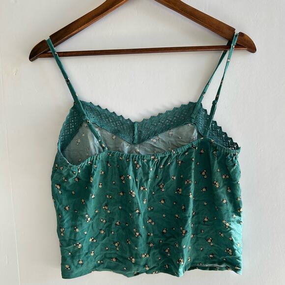 American Eagle Womens Floral Print Spaghetti Strap Lace Trim Cami Tank Top Small - Picture 4 of 9